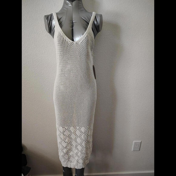 Dresses & Skirts - Boho Willowmoon Ivory Crochet Knit Maxi Dress Women’s Coverup Medium